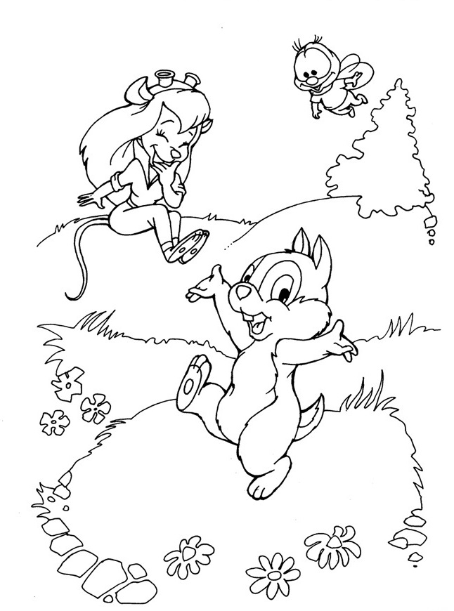 Plansa de colorat cu Chip si Dale 28 21